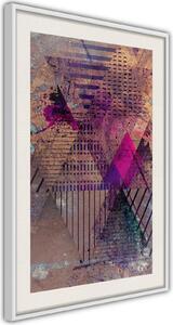 Inramad Poster / Tavla - Pink Patchwork I - 40x60 Vit ram med passepartout