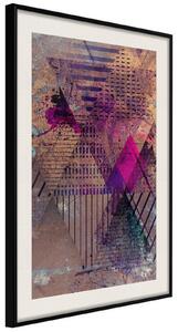 Inramad Poster / Tavla - Pink Patchwork I - 40x60 Svart ram med passepartout