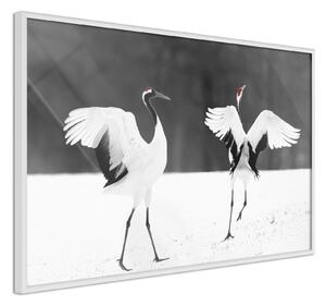 Inramad Poster / Tavla - Bird Date - 60x40 Guldram med passepartout