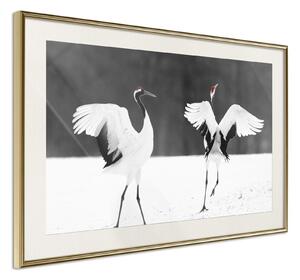 Inramad Poster / Tavla - Bird Date - 30x20 Guldram med passepartout
