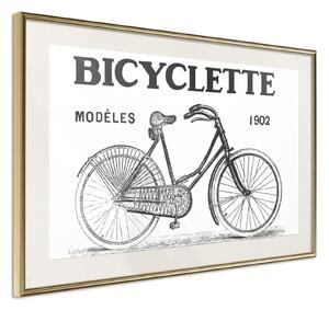 Inramad Poster / Tavla - Bicyclette - 30x20 Svart ram med passepartout