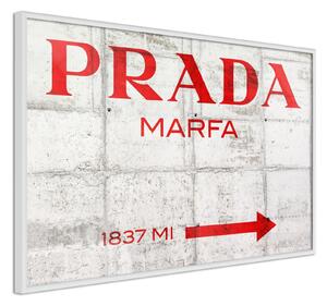 Inramad Poster / Tavla - Prada (Red) - 30x20 Guldram