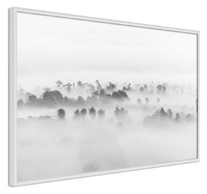 Inramad Poster / Tavla - Fog Over the Forest - 30x20 Svart ram