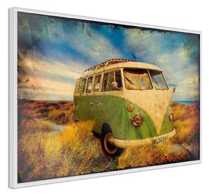 Inramad Poster / Tavla - Hippie Van I - 30x20 Svart ram med passepartout
