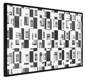 Inramad Poster / Tavla - Modern Public Housing - 30x20 Guldram