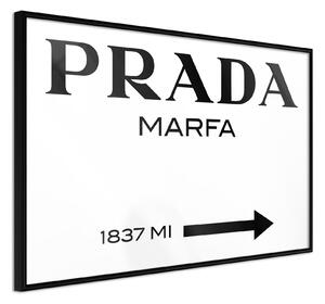 Inramad Poster / Tavla - Prada (White) - 45x30 Guldram med passepartout