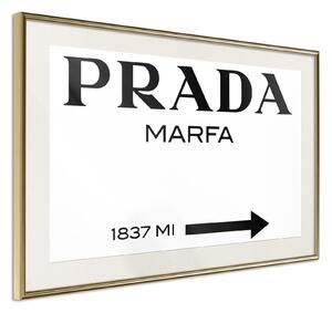 Inramad Poster / Tavla - Prada (White) - 30x20 Svart ram med passepartout
