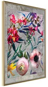 Inramad Poster / Tavla - Scattered Flowers - 20x30 Guldram