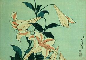 Bildreproduktion Trumpet Lilies, Hokusai, Katsushika