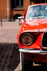 Illustration Closeup of a red classic mustang car, My pictures