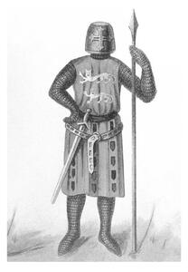 Illustration Old illustration of Knight of the 13th century, mikroman6