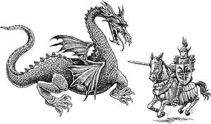 Illustration Knight and Dragon - Medieval, KeithBishop