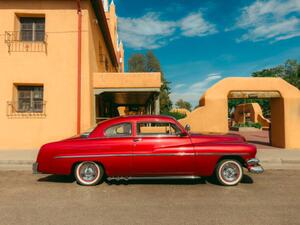 Illustration Classic Red Mercury Car in Old, Marcia Straub