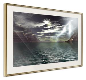 Inramad Poster / Tavla - Storm over the Canyon - 60x40 Svart ram
