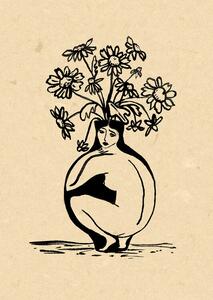 Illustration Woman in vase, Raissa Oltmanns, (30 x 40 cm)