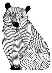 Illustration Lines art Bear, Justyna Jaszke, (30 x 40 cm)