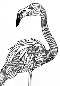Illustration Lines art Flamingo, Justyna Jaszke, (30 x 40 cm)