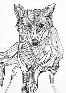 Illustration Lines art Wolf, Justyna Jaszke, (30 x 40 cm)