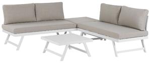 5-sits Trädgård Loungegrupp Kuddar Vit Ram Justerbara Sittplatser Soffbord Modern Design Beliani