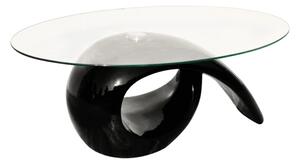 Soffbord med oval bordsskiva i glas högglans svart