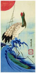 Bildreproduktion The Wave, The Crane & The Rising Sun - Utagawa Hiroshige