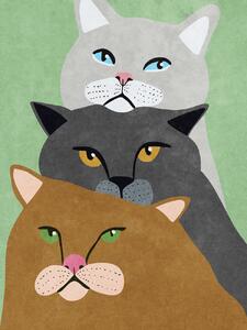 Illustration Cat Trio, Raissa Oltmanns, (30 x 40 cm)