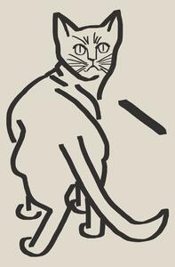 Illustration Line Art Cat Drawing 5, Little Dean, (30 x 40 cm)
