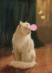 Illustration Bubble Gum and Cat, The Art Concept, (30 x 40 cm)