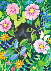 Illustration Secret Garden Hidden Cat Art, Isabelle Brent, (30 x 40 cm)