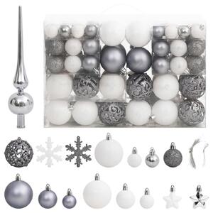 Julgranskulor 111 delar vit och grå polystyren