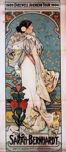 Mucha, Alphonse Marie - Konsttryck Sarah Bernhardt's Farewell American Tour, (21.8 x 50 cm)