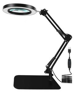 LED Dimbar bordslampa med ett förstoringsglas LED/11W/5V svart