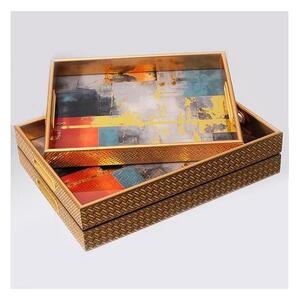 KIT 2x Dekorativt bricka 40x30/35x25 cm guld