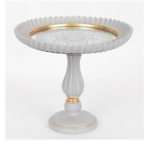 Dekorativ bricka diameter 23,5 cm vit/guld