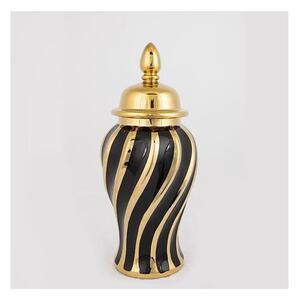 Keramikvas 36,5x16 cm guld/svart