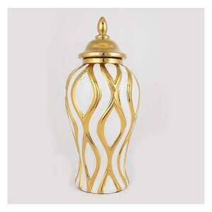 Keramikvas 42,6x18,8 cm guld/vit