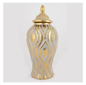 Keramikvas 42,6x18,8 cm guld/silver