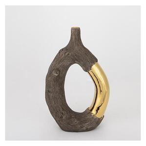 Keramikvas 31,5x20x8 cm brun/guld