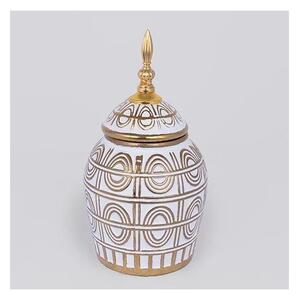 Keramikvas 28x15 cm guld/vit