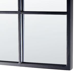 Väggmonterad Spegel Svart Metall Glas 40 x 120 cm Fönsterformad Fyrkantig Metallram Industriell Modern Beliani