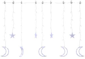 Ljusgardin stjärnor och månar fjärrkontroll 345 lysdioder blå