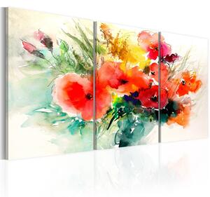 Canvas Tavla - Watercolor Bouquet - 60x30