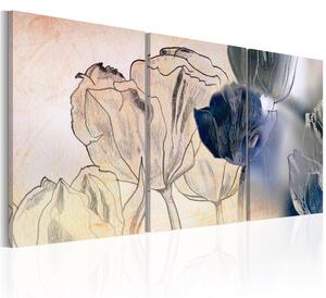 Canvas Tavla - Sketch of Tulips - 60x30