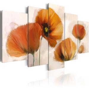 Canvas Tavla - Artistic poppies (5 delar) - 100x50