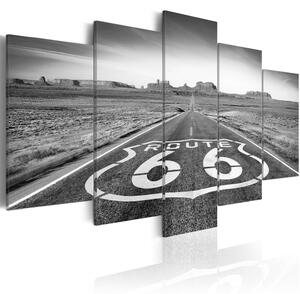Canvas Tavla - Route 66 - black and white - 100x50