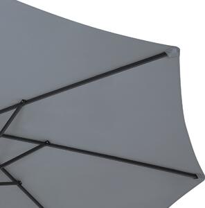 Parasoll 247 cm Mörkgrå Tyg Aluminium Vädertålig Trädgård Beliani