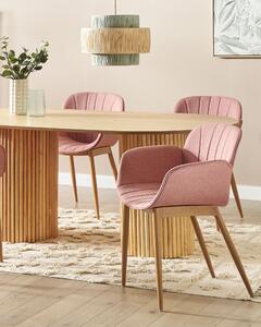 Uppsättning med 2 matstolar i rosa tyg med klädsel Modern design Sittmöbler för matsal Beliani