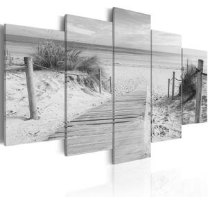 Canvas Tavla - Morning on the beach - black and white - 100x50