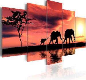 Canvas Tavla - African elephants family - 100x50