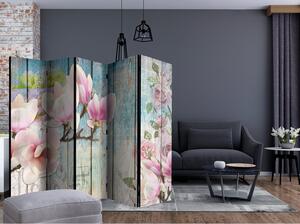 Rumsavdelare / Skärmvägg - Pink Flowers on Wood II - 225x172